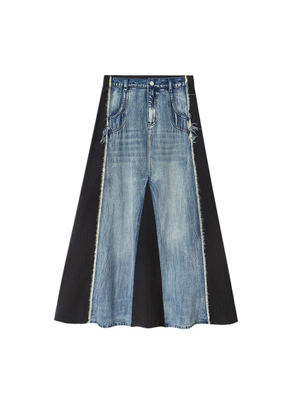 Denim patchwork skirt【s0000007596】