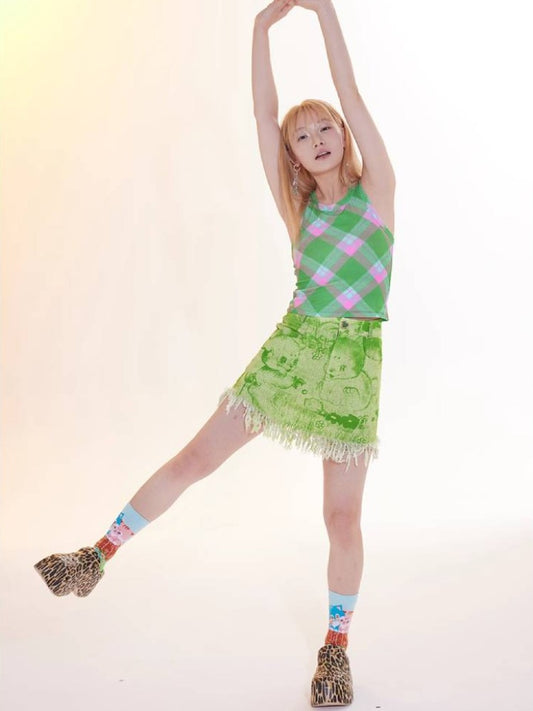 그리고 M 인쇄 Kotton 스커트 [S000009052]