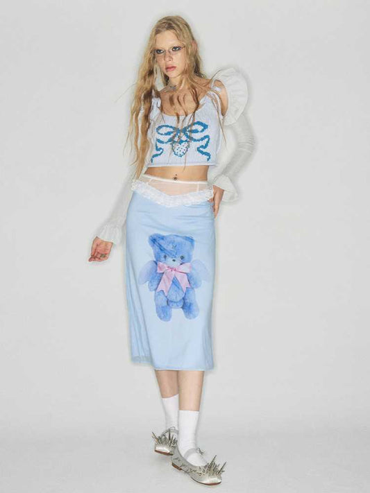 Bear print straight skirt【s0000010257】