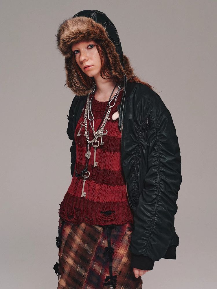 Faux leather reversible jacket【s0000011467】