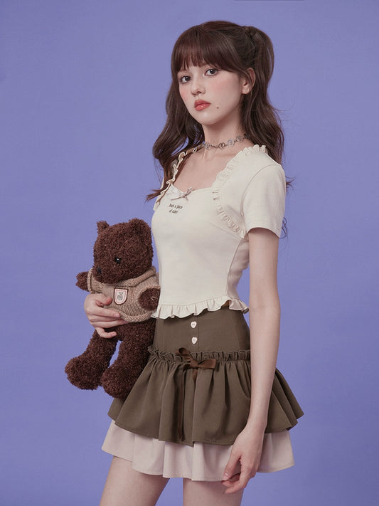 Sweet brown cake skirt【s0000008884】