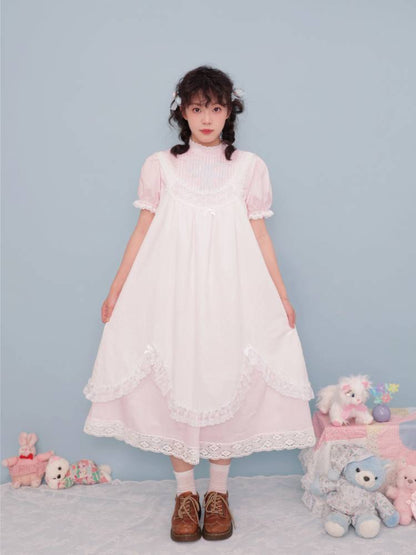 Antique girly pleated embroidery dress【s0000009497】