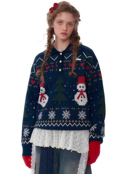 Retro snowman sweater【s0000011072】