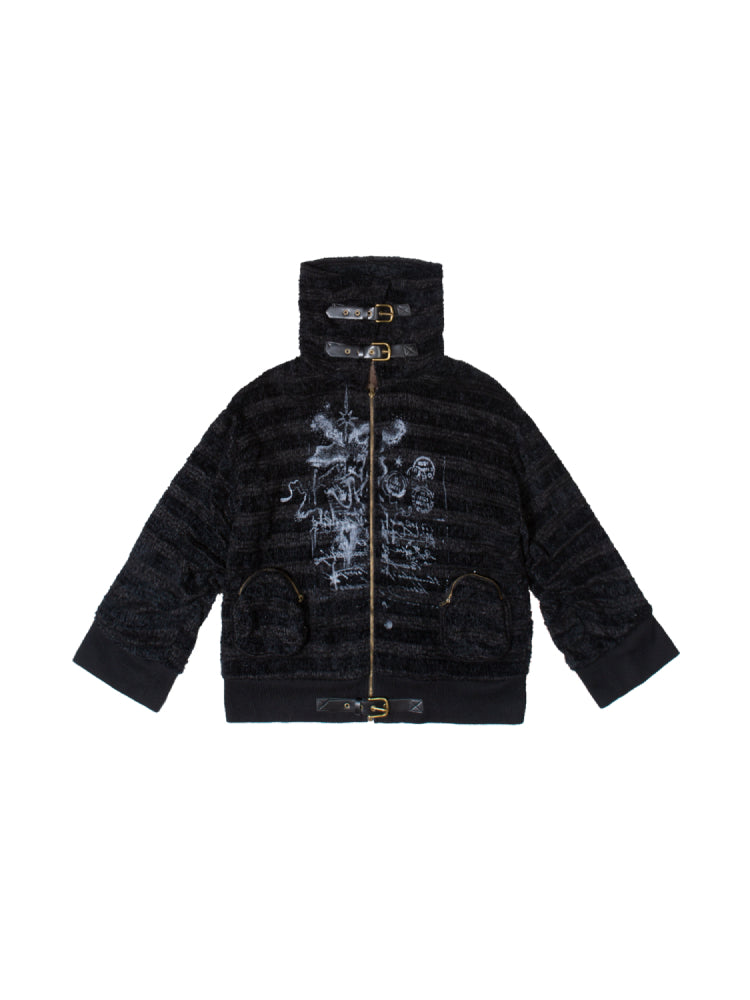 Original Print Loose Sweatshirt Jacket【s0000005674】