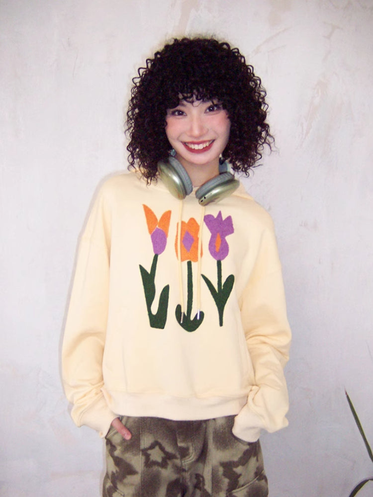 Hooded top embroidered sweatshirt【s0000006558】