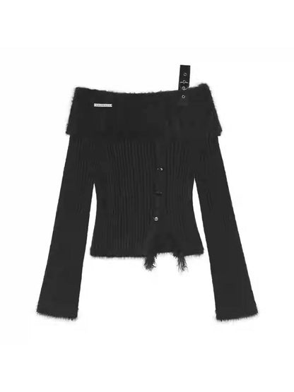 Off-the-shoulder slim knit【s0000011649】