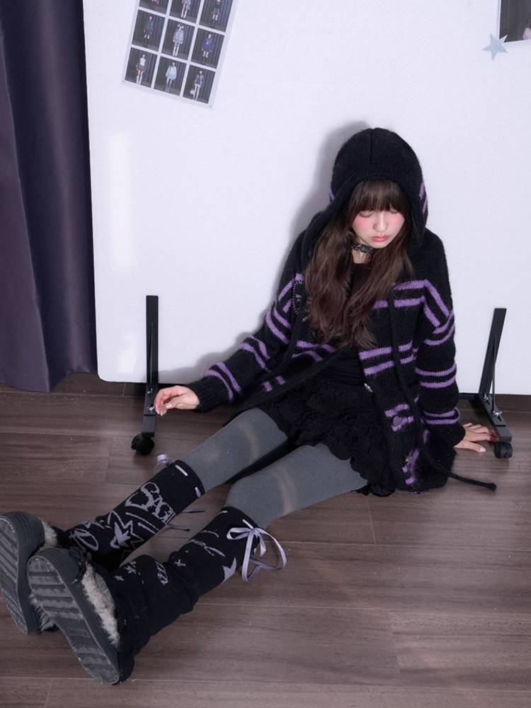 Striped hooded sweater jacket【s0000011299】