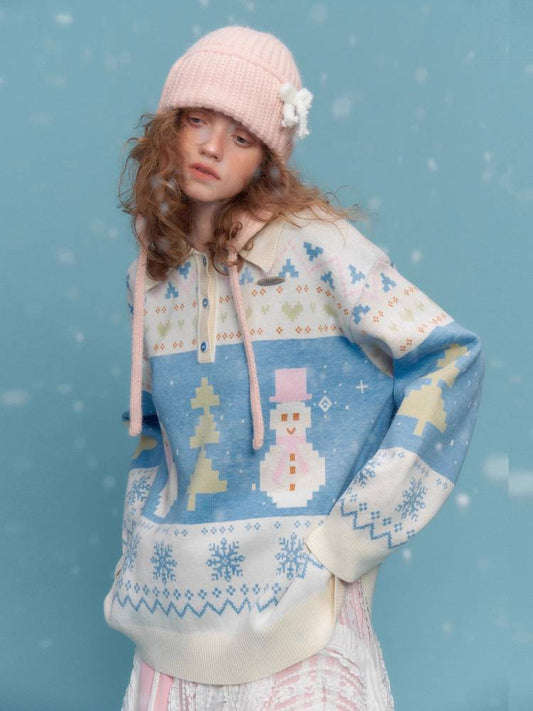 Retro snowman sweater【s0000011067】