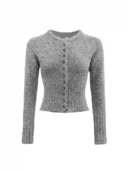 Round neck slim cardigan【s0000011382】