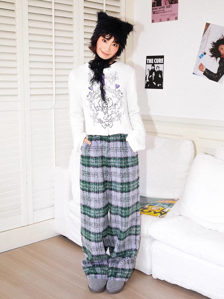 Plaid long casual pants【s0000011125】