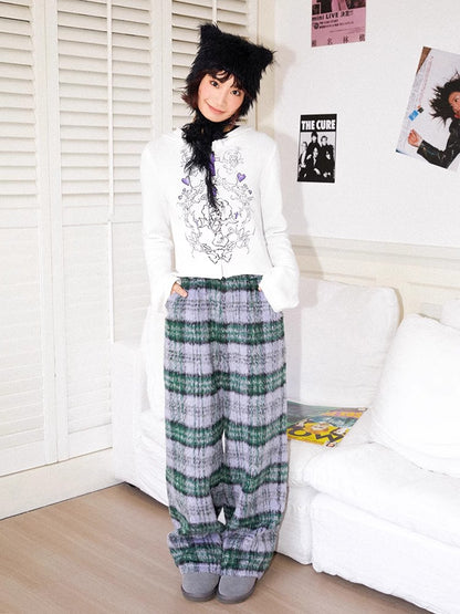 Plaid long casual pants【s0000011125】