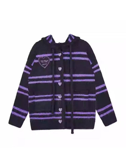 Striped hooded sweater jacket【s0000011299】