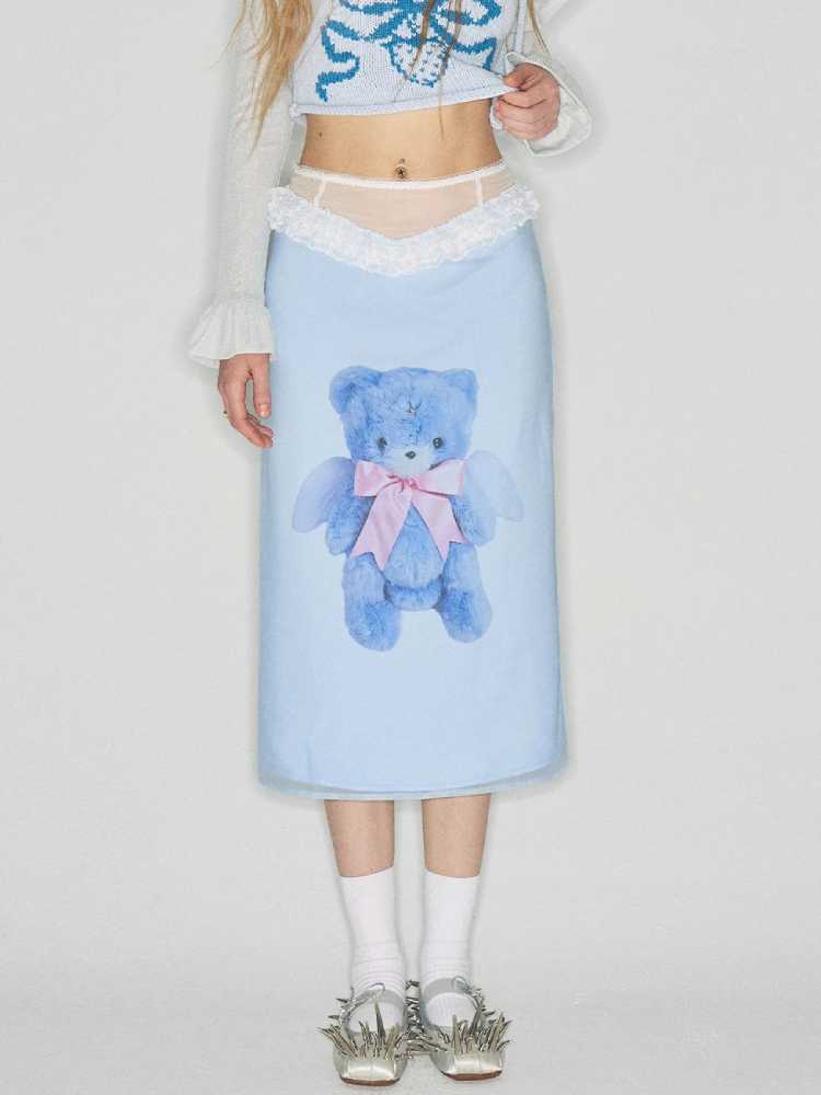 Bear print straight skirt【s0000010257】