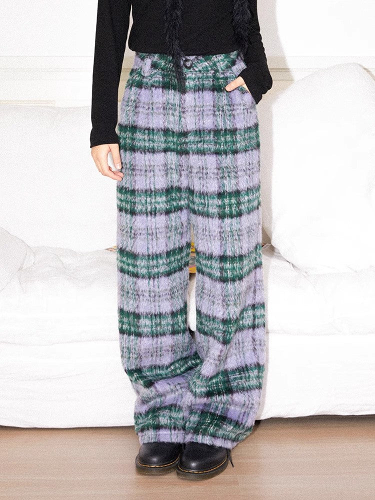 Plaid long casual pants【s0000011125】