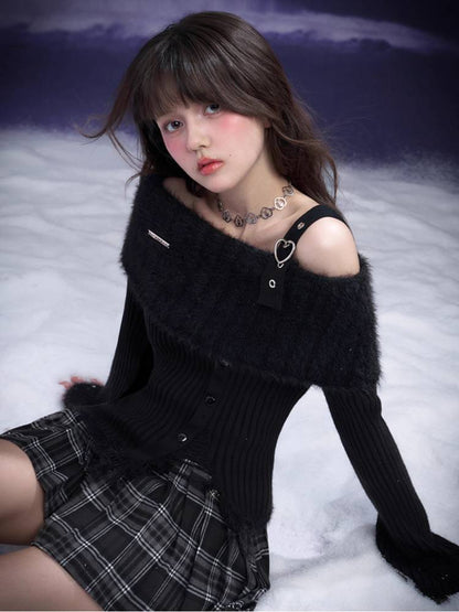 Off-the-shoulder slim knit【s0000011649】