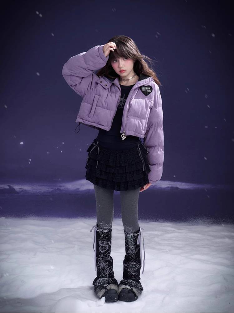 Purple cotton short coat【s0000011294】