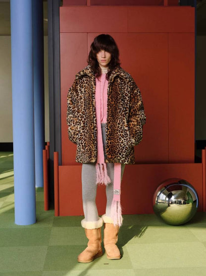 Leopard print fur quilted jacket【s0000011395】