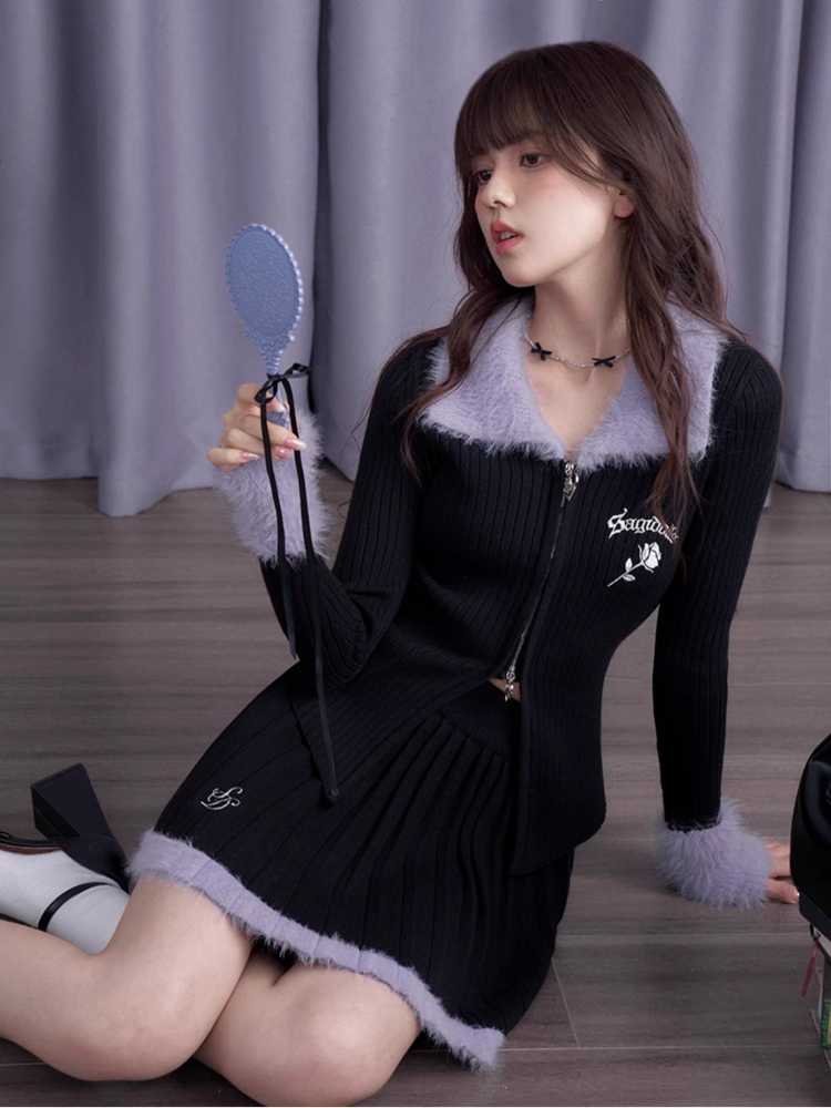 Knitted Cardigan and Short Skirt [S0000010688]