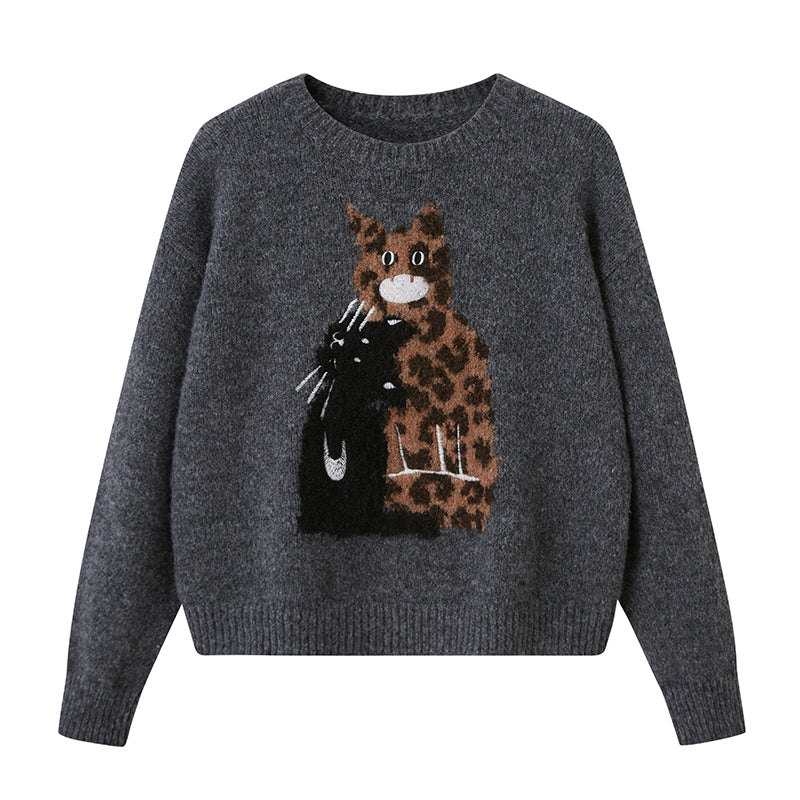Embroidered Crewneck Pullover Sweater【s0000014082】
