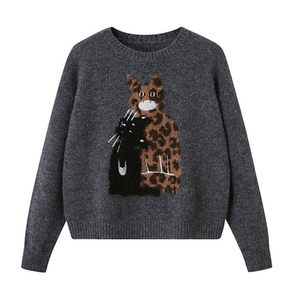Embroidered Crewneck Pullover Sweater【s0000014082】