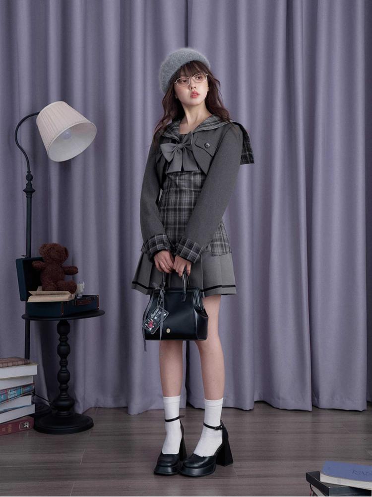 Plaid Sailor Collar Dress Jacket [S0000010697]