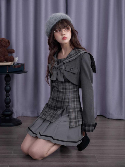 Plaid Sailor Collar Dress Jacket [S0000010697]