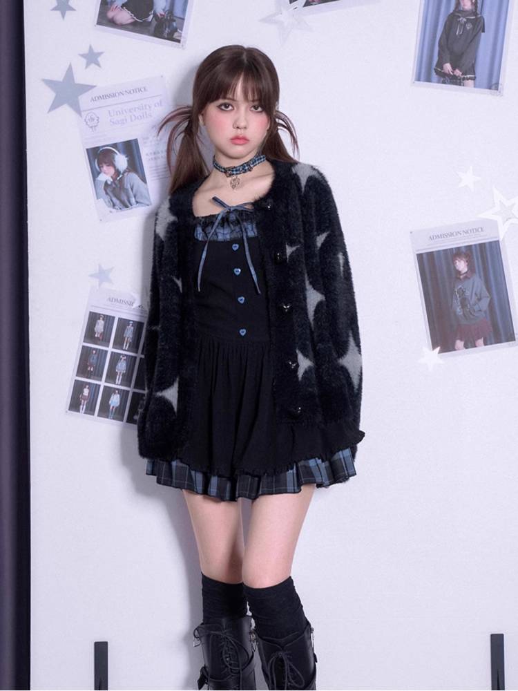 Plaid long sleeve knit dress【s0000011282】