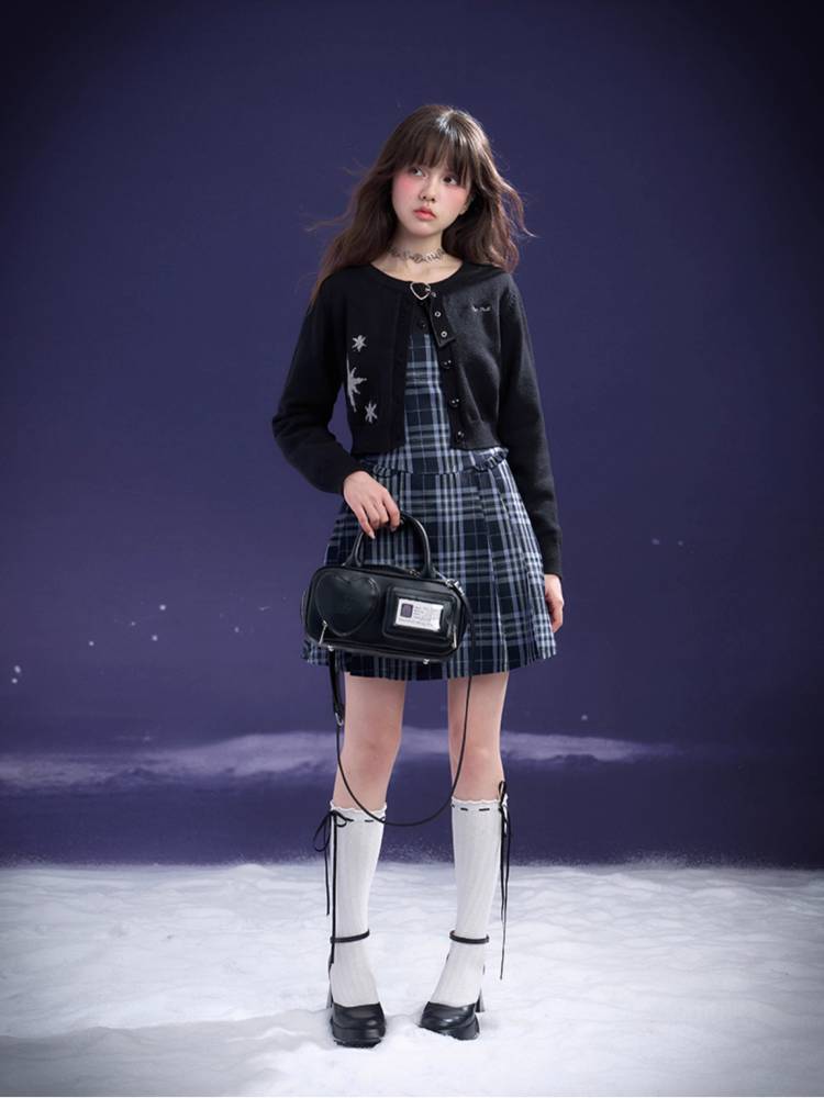 Plaid fake two-piece dress【s0000011655】
