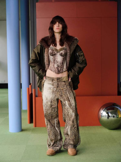 표범 프린트 브래지어 카미솔 【S0000011391】