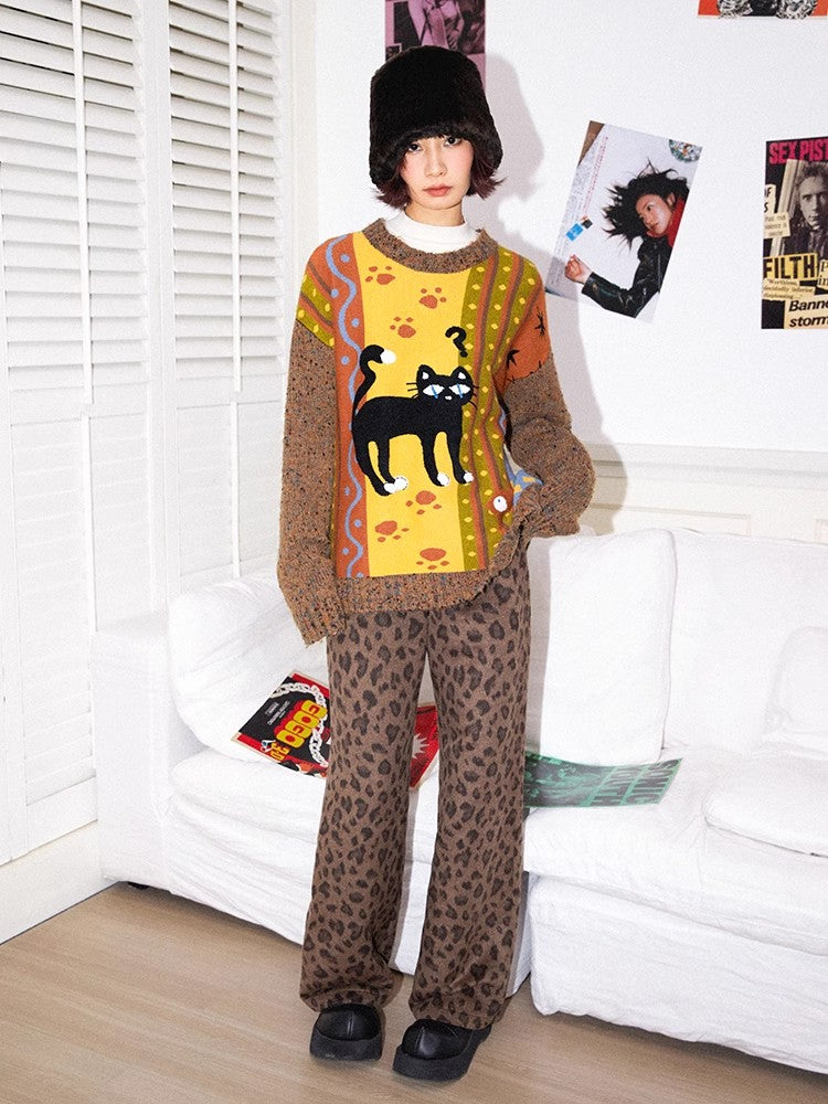 Leopard print wool casual pants【s0000011309】