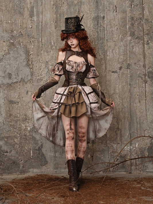 PU distressed retro corset【s0000008166】