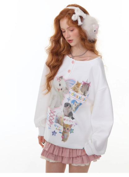 Big Round Neck Loose Lazy Sweatshirt【s0000014362】