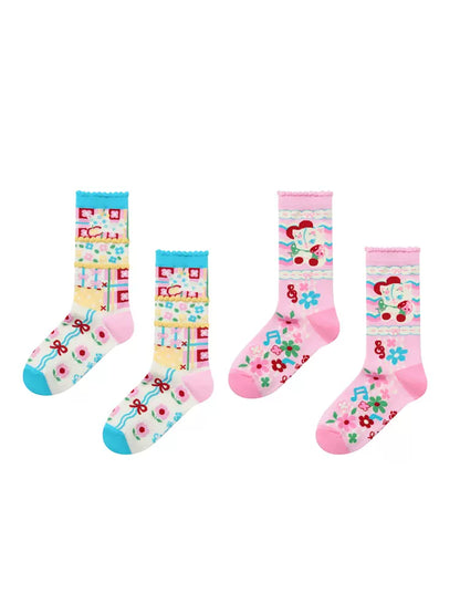 Retro Color Cotton Socks Set [S0000009528]