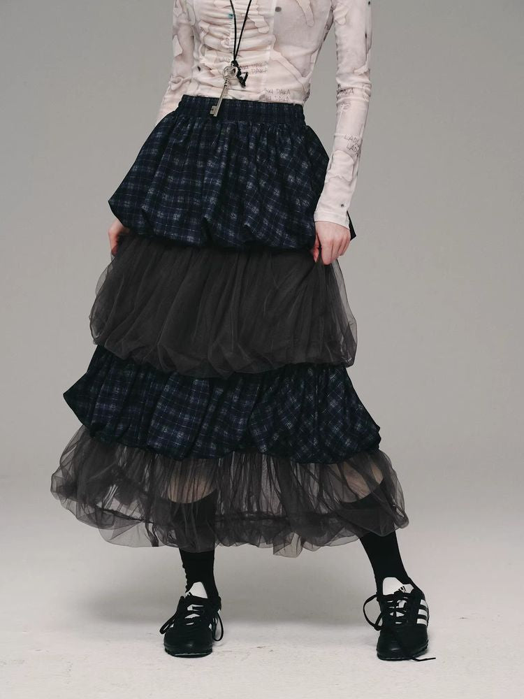 BlueBerry Plaid Cake Skirt [S0000010137]