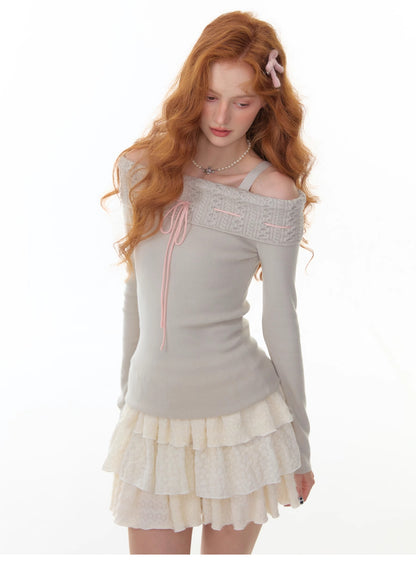 Off-Shoulder Straight-Neck Strapless Fitted Top【s0000014353】