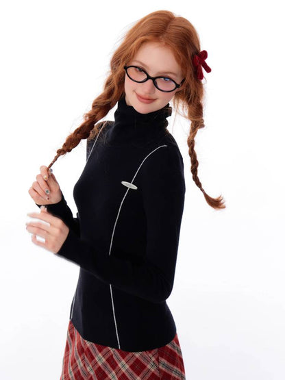 High neck slim fit shirt【s0000011029】