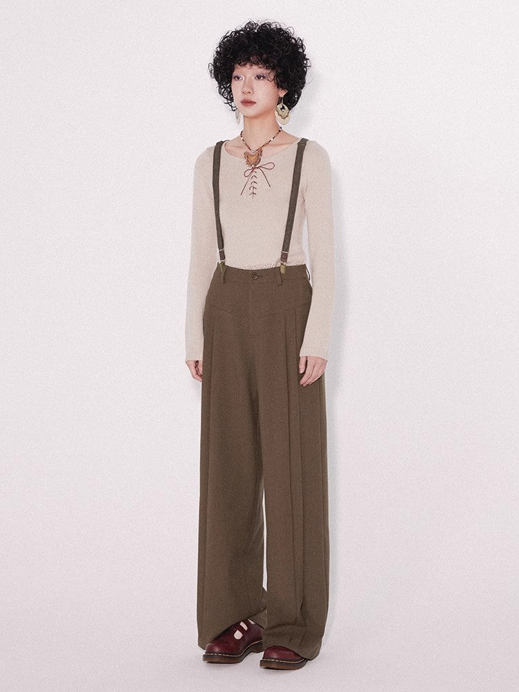 Retro loose suspender pants【s0000009794】