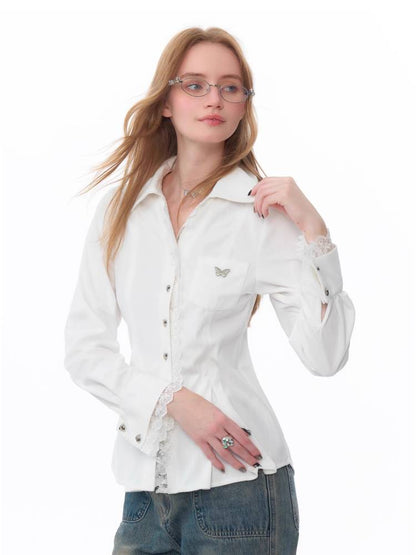 Slim lace long sleeve shirt【s0000011081】