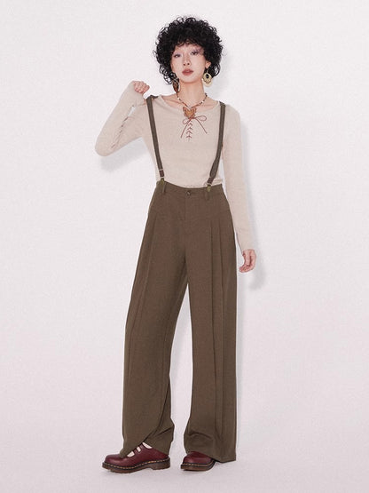 Retro loose suspender pants【s0000009794】