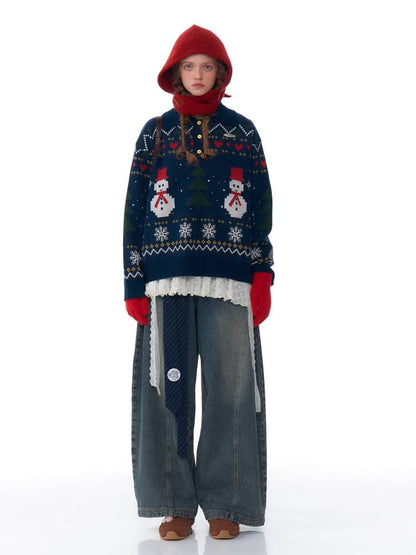 Retro snowman sweater【s0000011072】