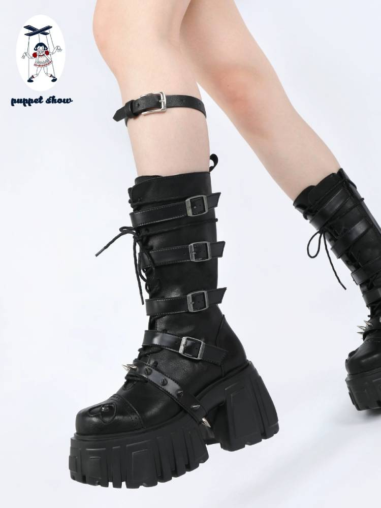 Heavy metal design platform night boots【s0000011439】
