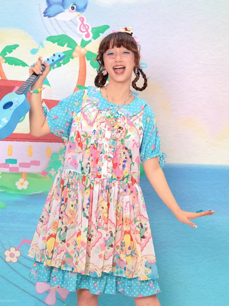 Retro print overskirt【s0000009530】