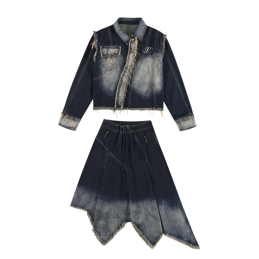 Denim blouse jacket and skirt【s0000004060】