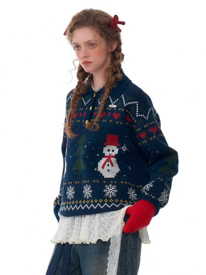 Retro snowman sweater【s0000011072】