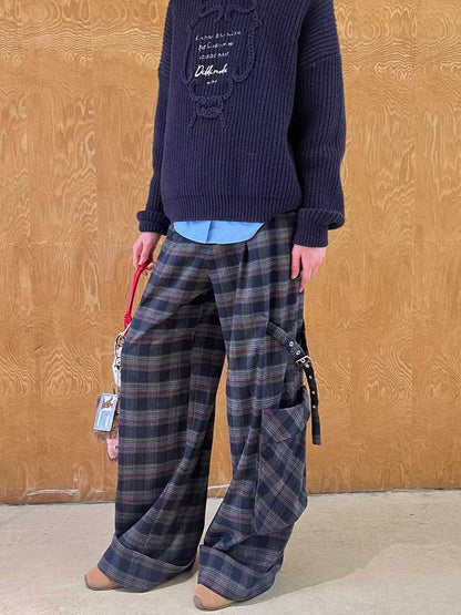 RETRO PLAID STRAIGHT LEG PANTS [S0000010817]