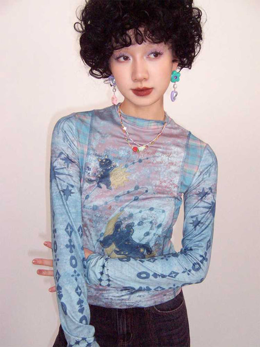 Printed long sleeve T-shirt【s0000009630】