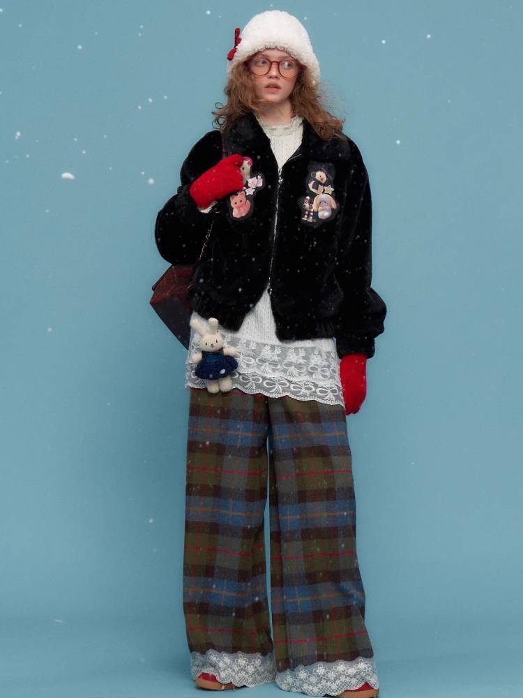 High waist slim plaid casual pants【s0000011048】