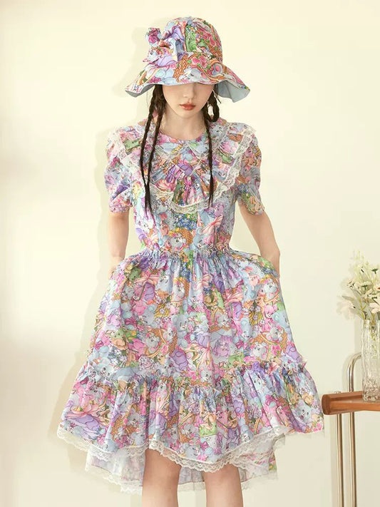 Puff sleeve ruffle dress【s0000008721】