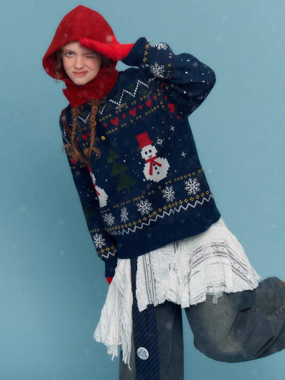 Retro snowman sweater【s0000011072】