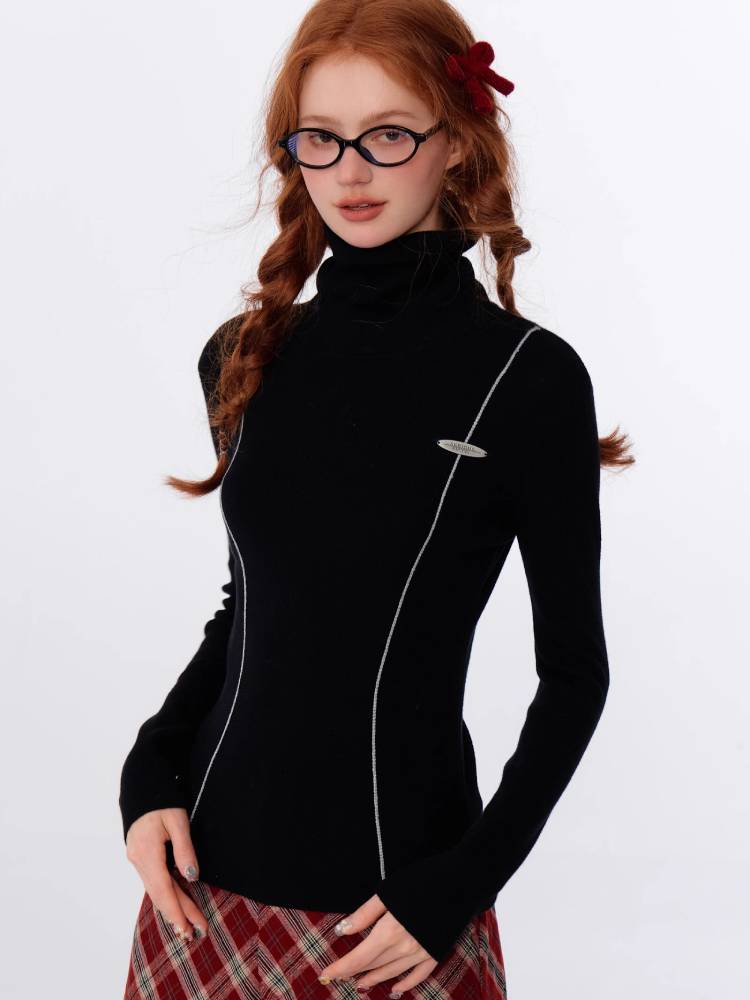 High neck slim fit shirt【s0000011029】